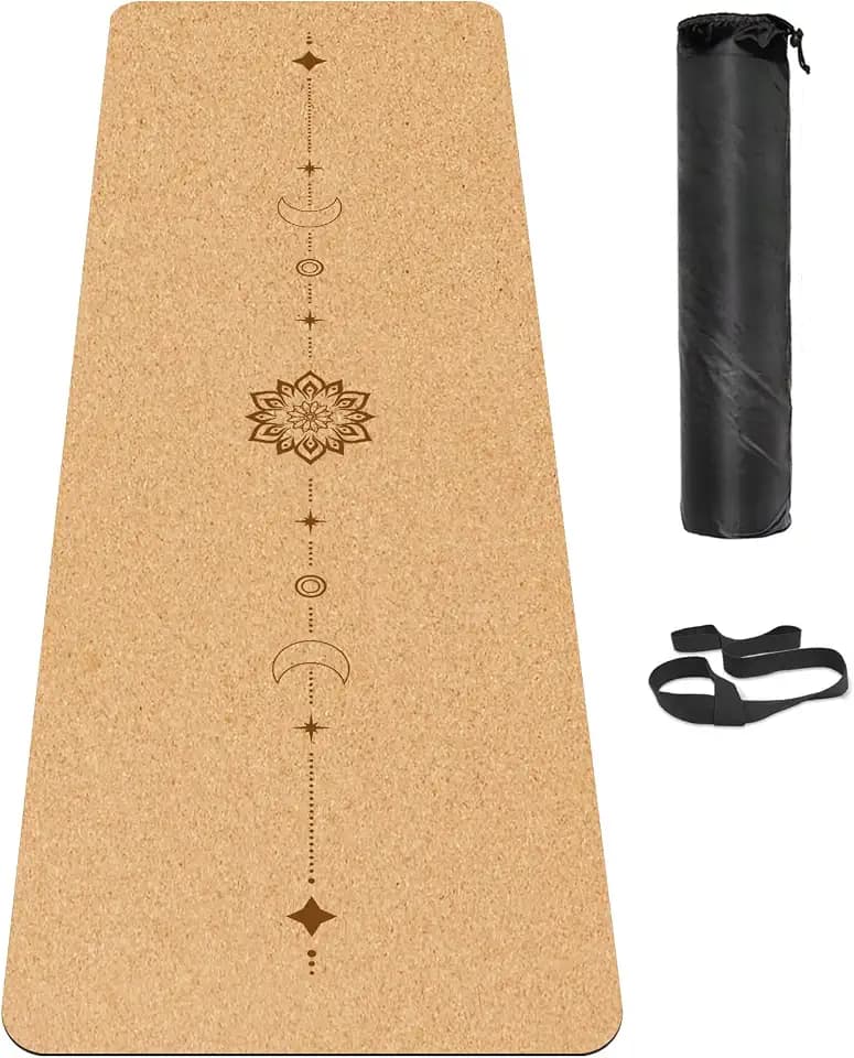 Cork Yoga Mat, with Cork Material as The Front and TPE as The Bottom of The Non-Slip Fitness Mat, Suitable for All Types of Yoga and Fitness Activities.