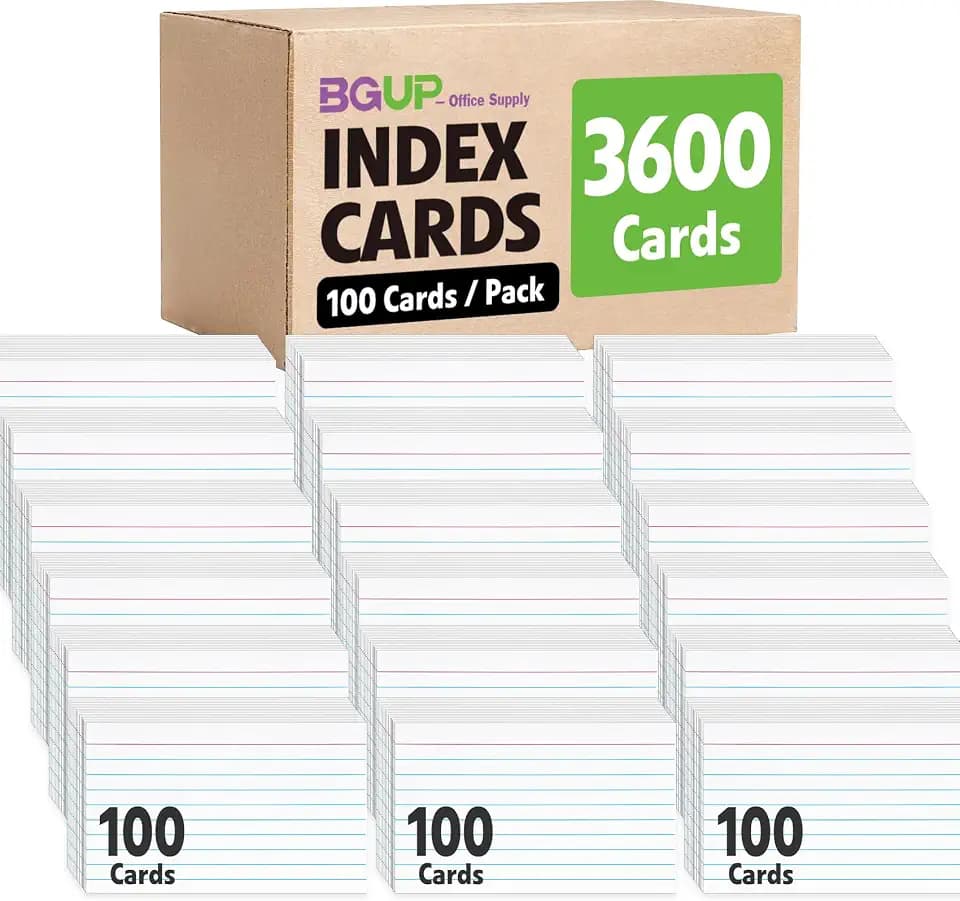 3600 PCS Index Cards Bulk, 3x5 Flash Cards for Studying, White Notecards Lined, Ruled Index Cards for School, Home and Office, 100 Per Pack, (36 Pack)