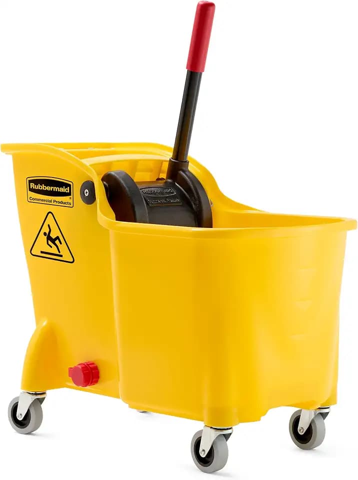 Rubbermaid Commercial 31 Quart Tandem Mop Bucket with Wringer and Drain