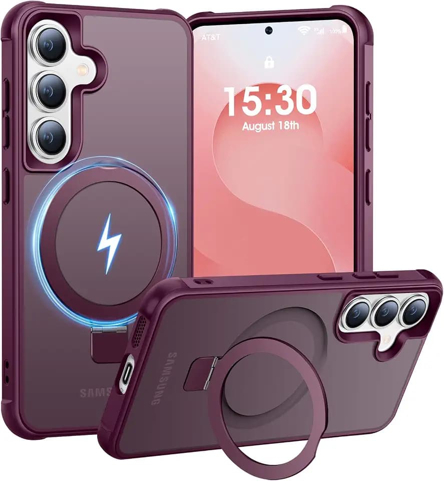 Hülle für Samsung Galaxy S24/S25 Magnet Ständer, Burgunderrot