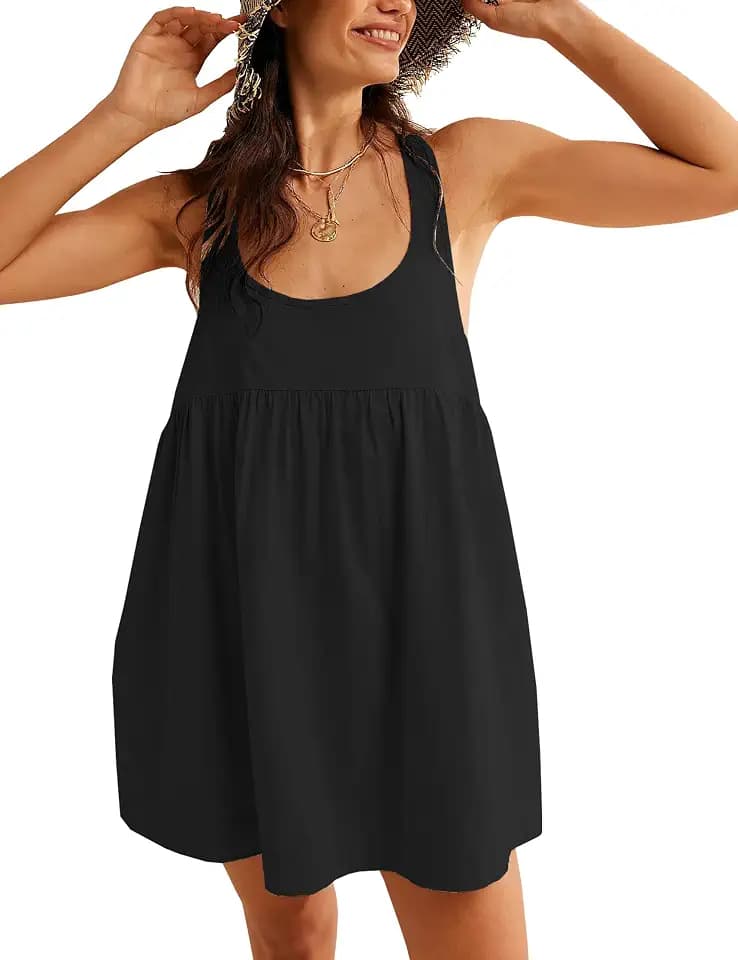 Womens Summer Dresses Mini Linen Dress Casual Babydoll Sundress