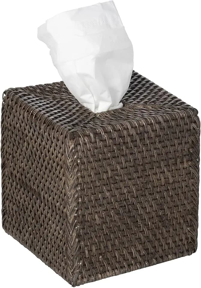 KOUBOO Loma Square Rattan Tissue Box Cover, Wicker Holder, Espresso