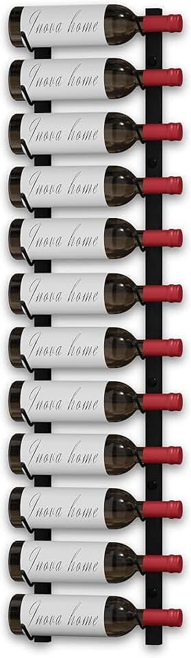 Wine Rack Wall Mounted, Premium Black 12 Bottle Wall Wine Rack, Metal Wine Rack for Wine Display, Wall Racks for Wine Storage, Hanging Wine Shelf for Home Bar, All Mounting Hardware Included