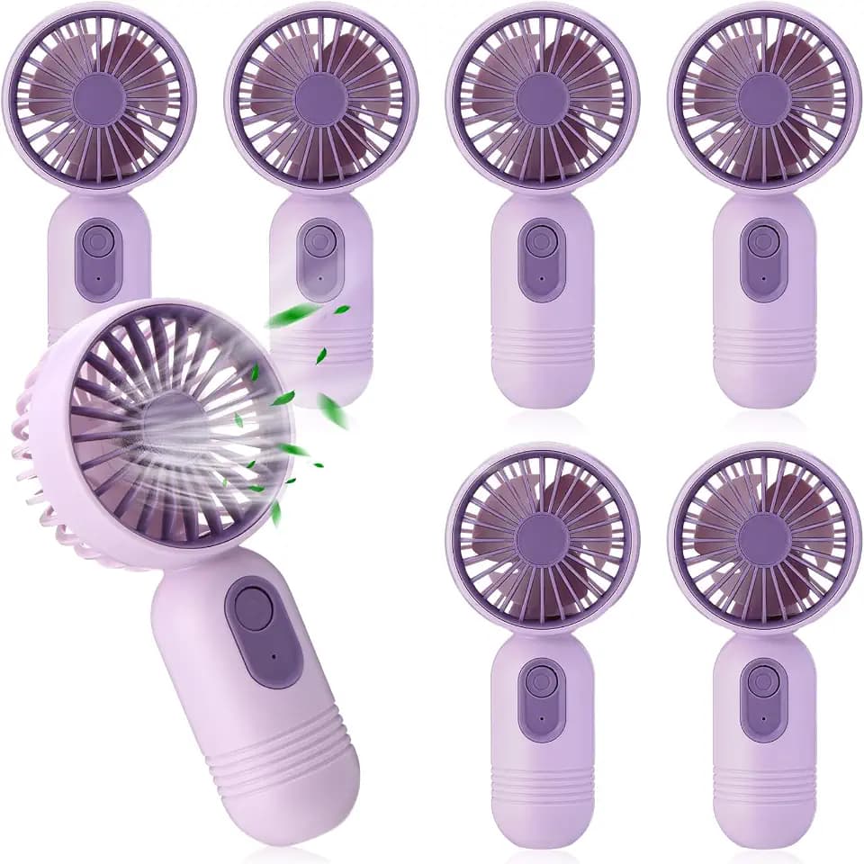 Rossesay 6 Pcs Mini Portable Fan 3 Speed Rechargeable, Purple