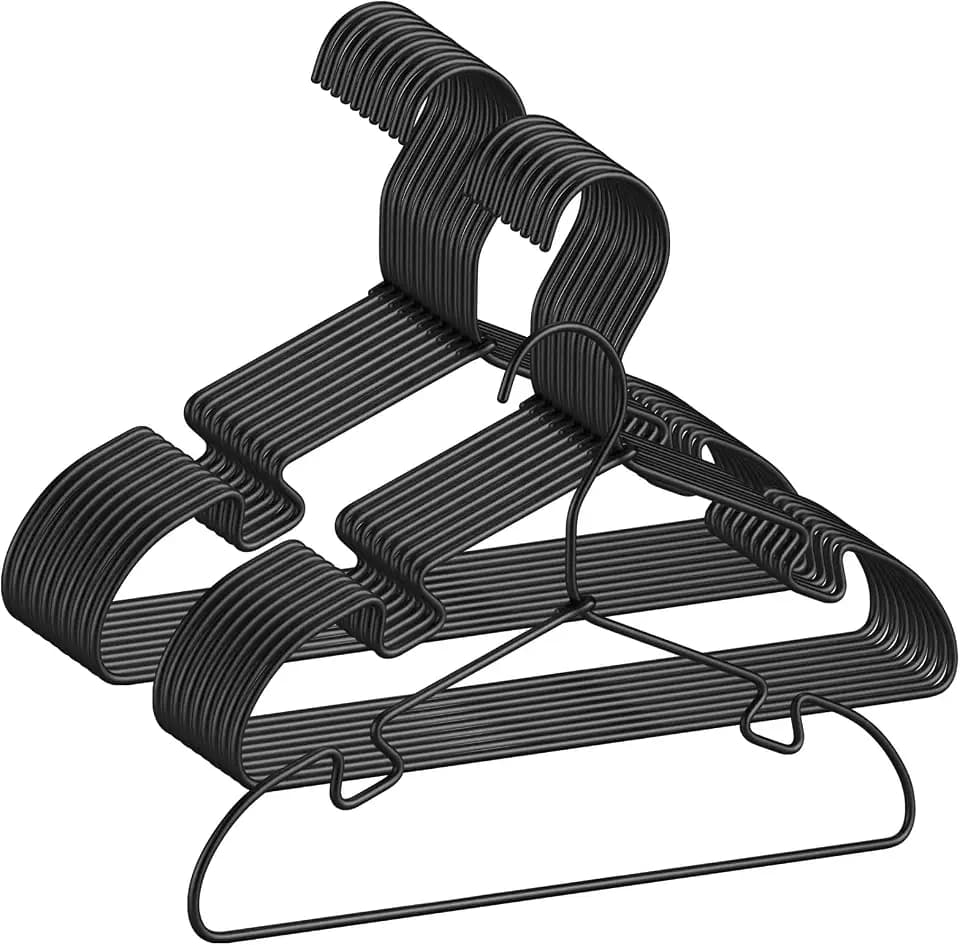 20 Pack Baby Hangers - 12.6 Inch Aluminum Non-Slip Kids Hangers for Nursery Child Clothing, Small Children, for Pants Coats Skirts (Black)