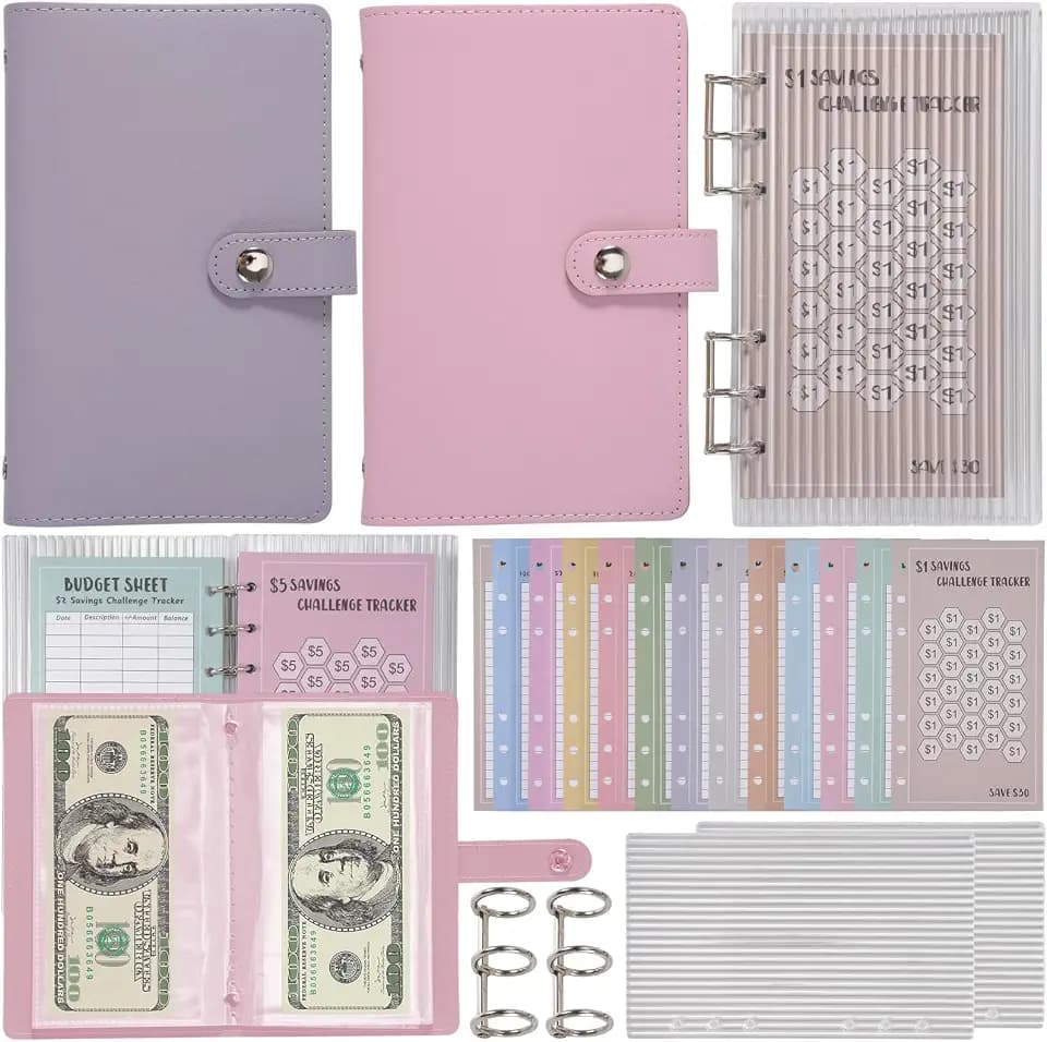 54Pcs Cash Envelope Binder, Money Saving Challenge Budget Planner Kit