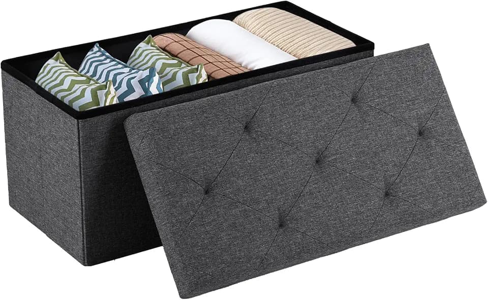 Sweetcrispy 30 Inch Folding Storage Ottoman Bench, Ottoman with Storage