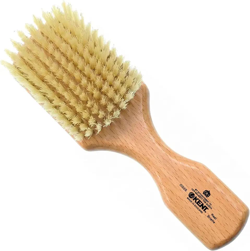 Kent OG2S Beechwood Soft Bristle Hair & Facial Brush - Exfoliating Soft White Natural Boar Bristle Brush for Men's Grooming, Hair Care & Beard Straightener