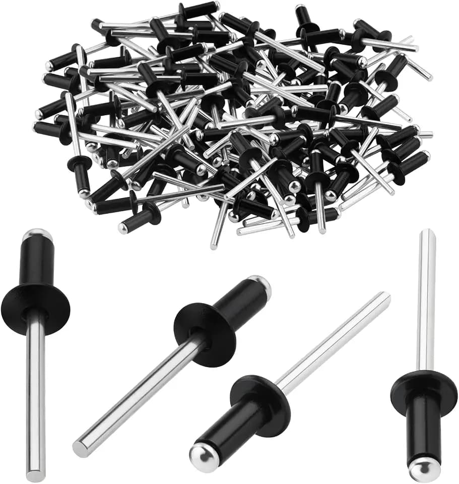 Alu Blindnieten 4,8x10 mm Kuppelkopf Popnieten 120 Stück Nieten Schwarz mit Offenem Ende für Metall Holz Kunststoff Möbel Auto Marine Verbindung und Befestigung