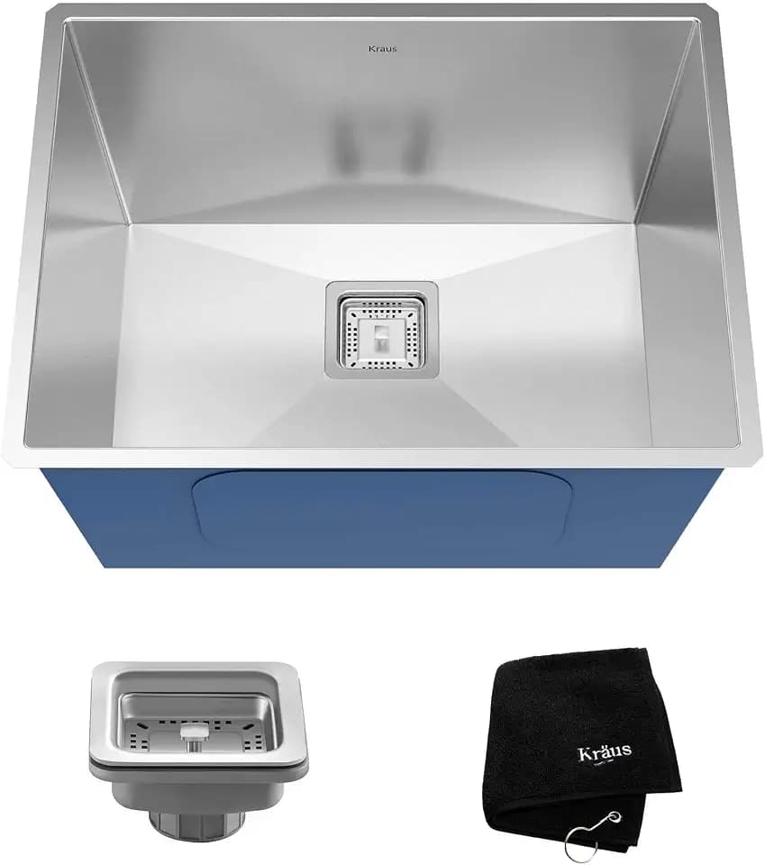 KRAUS Pax 24-inch 18 Gauge Undermount Single Bowl Stainless Steel Laundry and Utility Sink, KHU24L