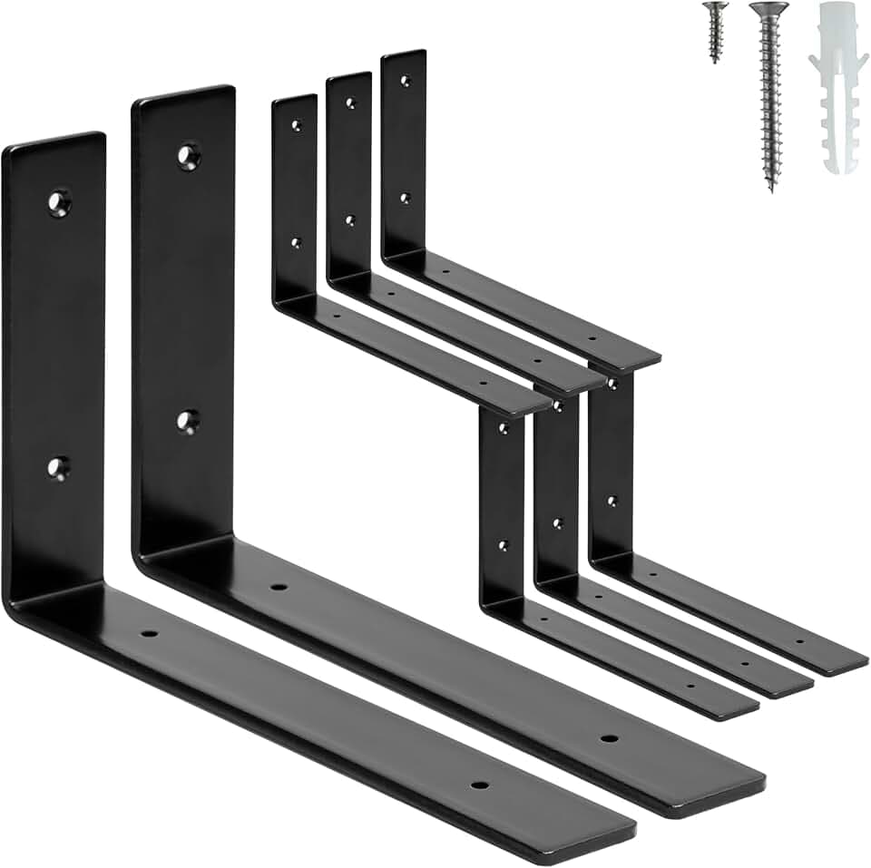 HEART ART Shelf Bracket 10 inch,L Brackets for Shelves 8 Pack