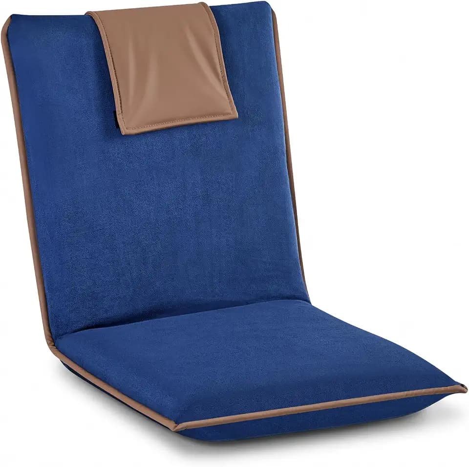 VEVOR Floor Chair, 6 Adjustable Positions Folding Floor Gaming Chair with Back Support, Easy to Carry, Sturdy Metal Frame with Recycled Foam and Suede Fabric Surface, for Reading, Relaxing, Dark Blue