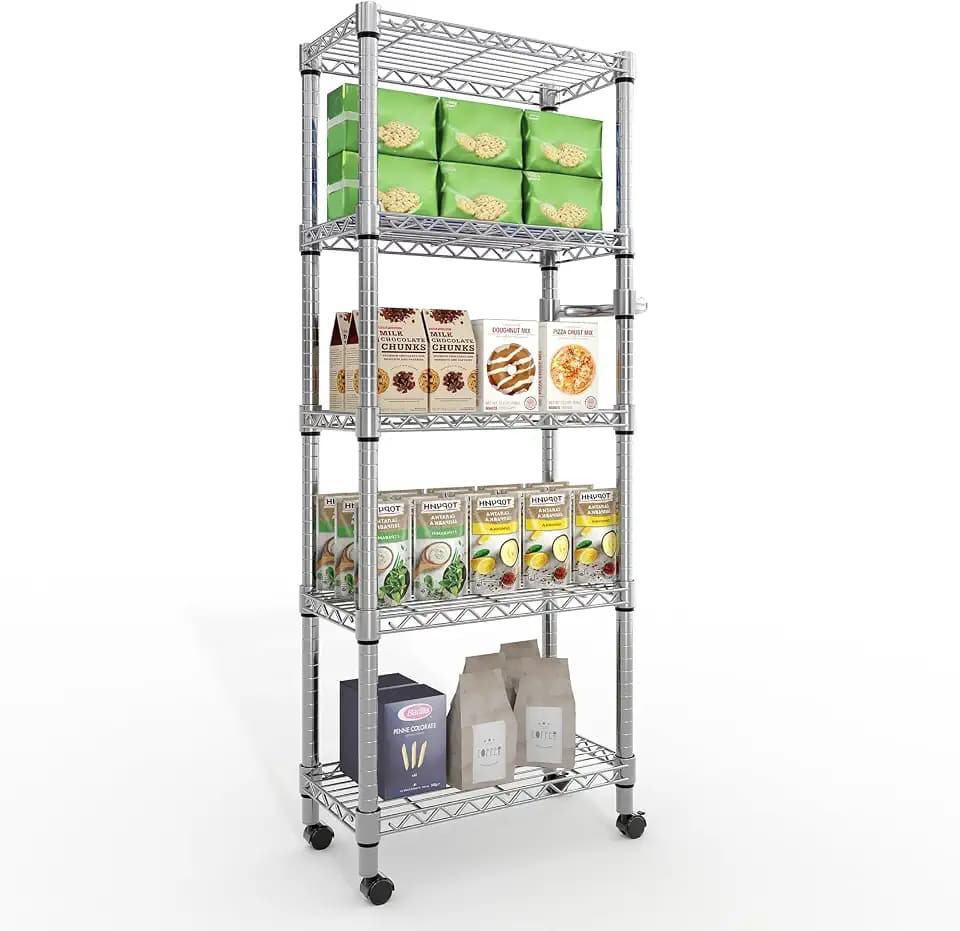 Garvee 61" H Storage Shelves with Wheels 1100LBS Rolling Metal Wire Rack
