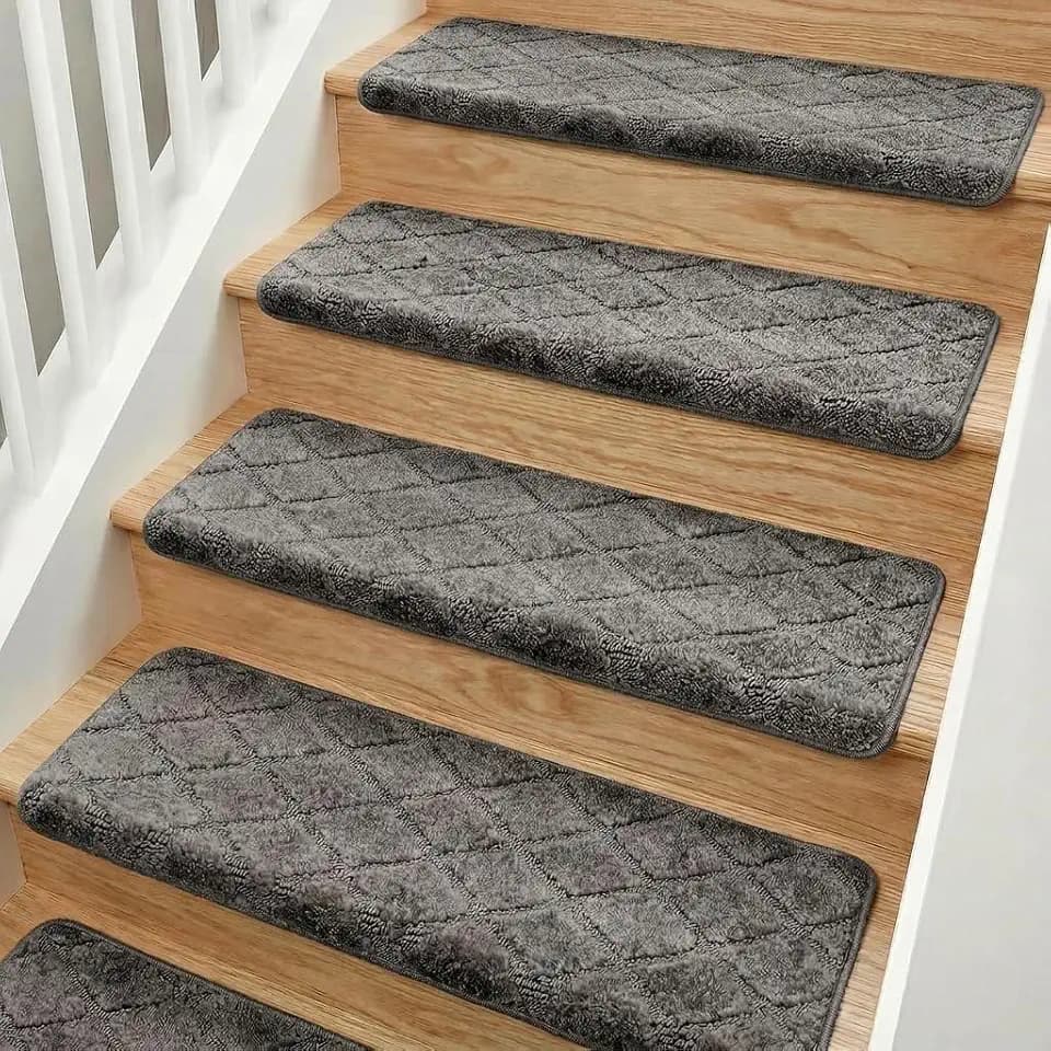 MBIGM Non-Slip Carpet Bullnose Stair Treads 14 Pack 9.5" x 30" Dark Grey