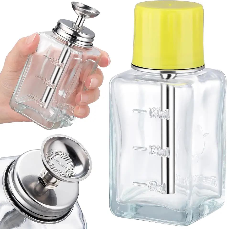 6Oz / 180ml Glass Push Down Pump Dispenser with Copper Core, Clear Design