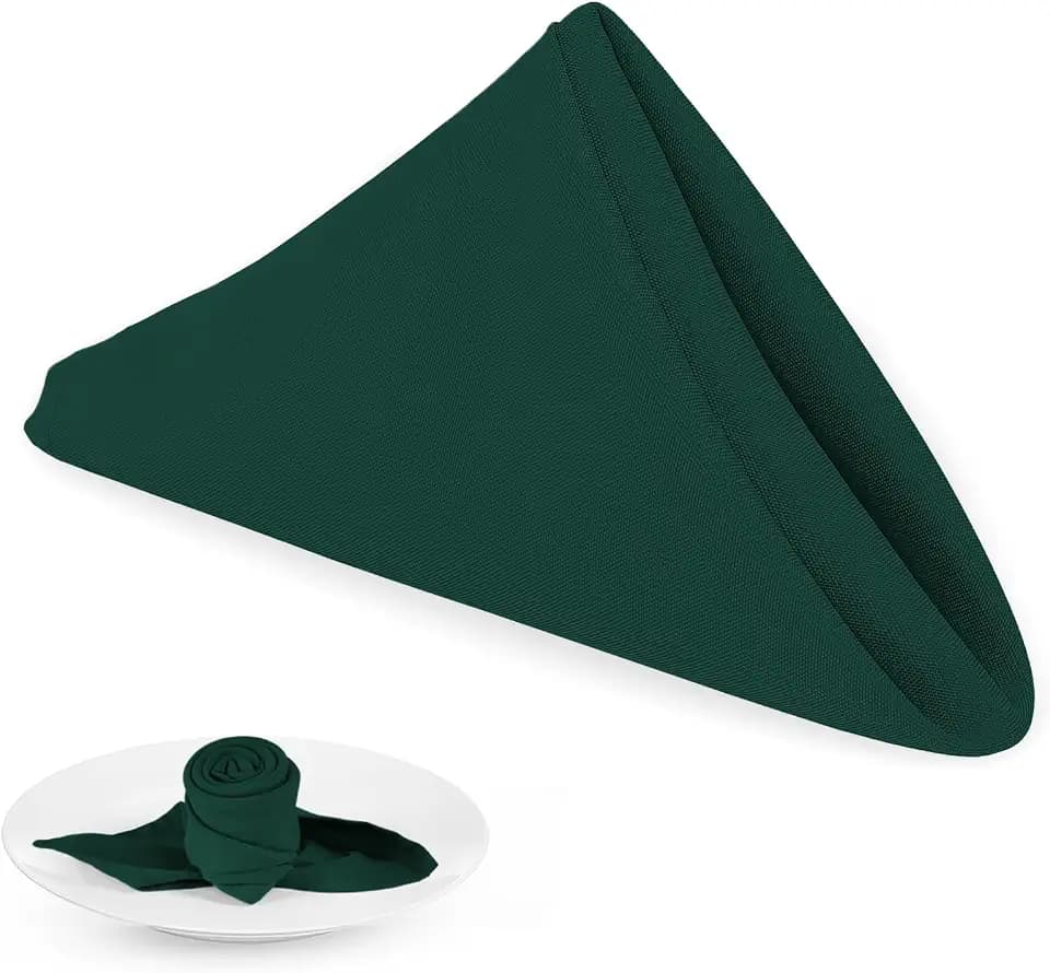 PLOYMONO Hunter Green Cloth Napkins - 8 Pack 17" x 17" Polyester Napkins