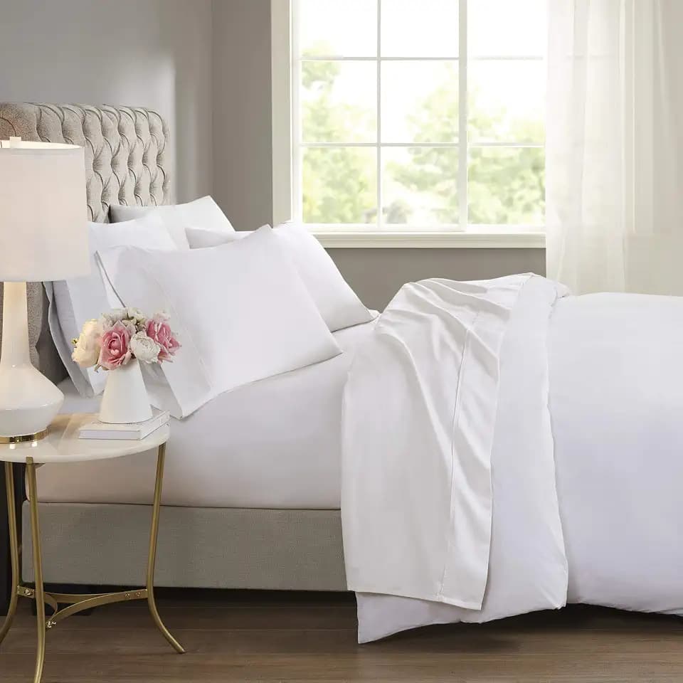 Madison Park 600 TC Cooling Cotton Blend Queen Sheet Set, White 4 Piece