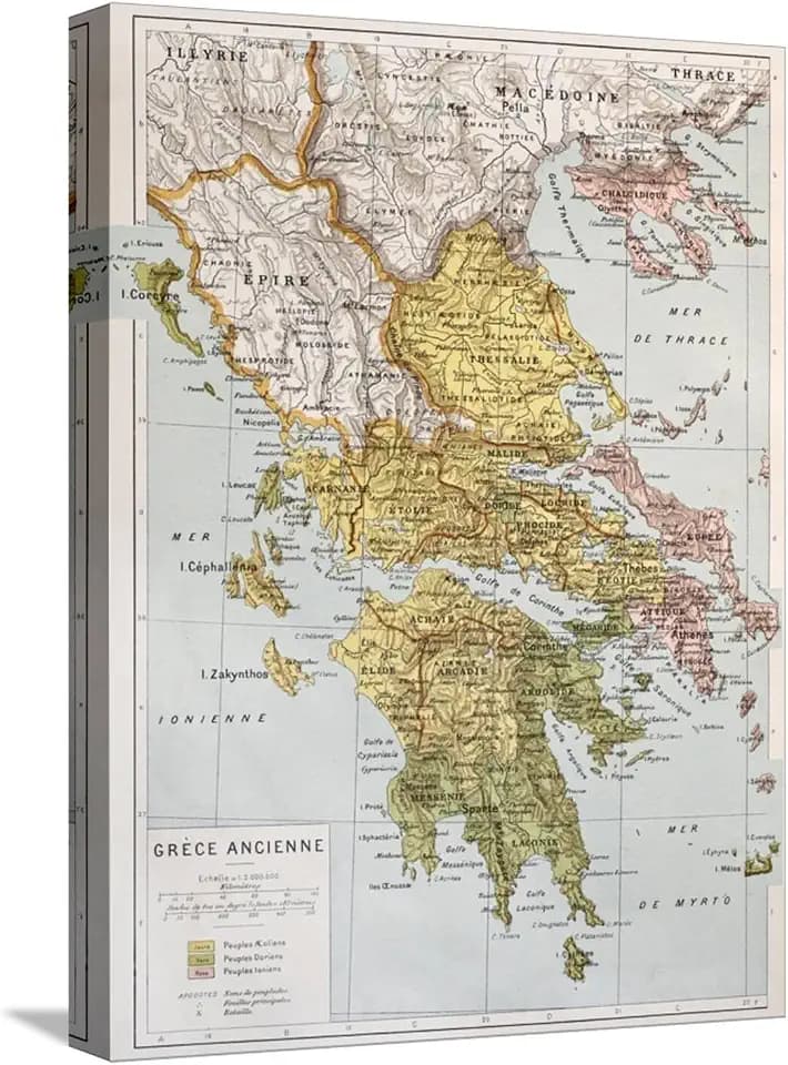 Art.com Stretched Canvas Print Old Map Of Ancient Greece by marzolino, 12" x 16"