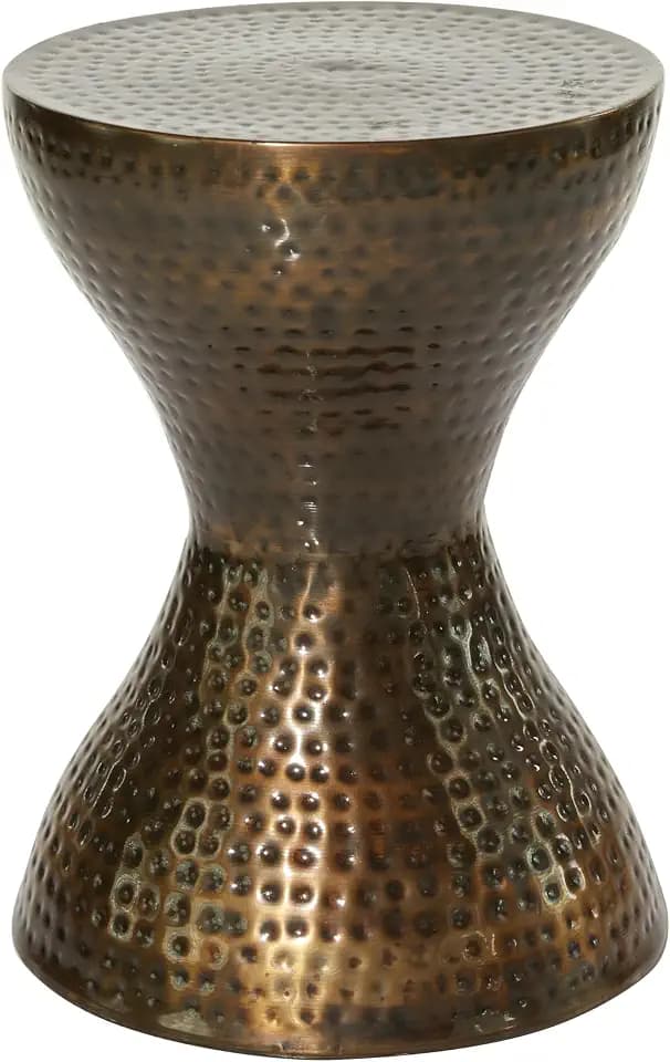 Deco 79 Metal Hourglass Side Table, 14" x 14" x 19", Polished Bronze