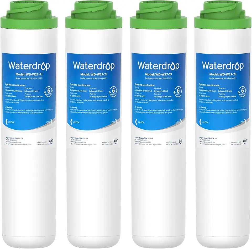 Waterdrop FQK2J Water Filter Replacement for GE FQK2J, FQK1K, 4 Pack