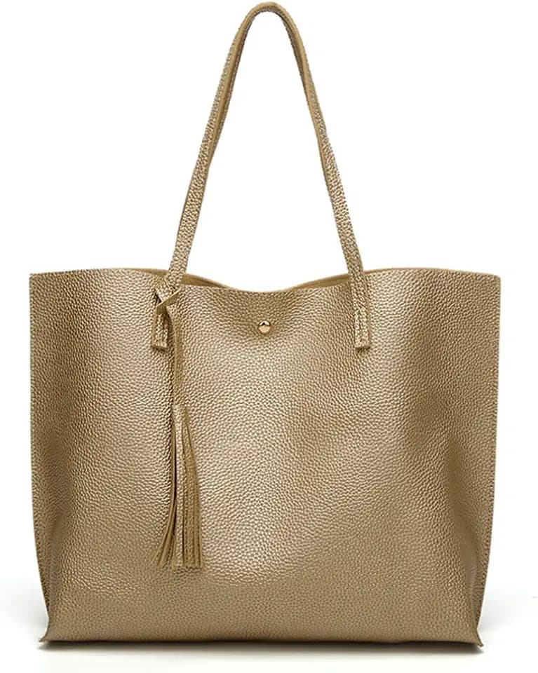 Dreubea Women's Soft Faux Leather Tote Shoulder Bag from, Big Capacity Tassel Handbag