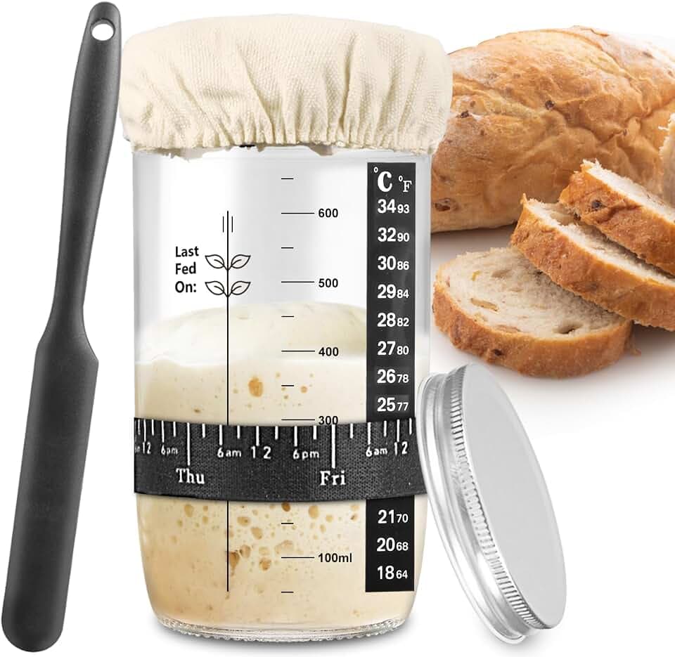 zunmial Sourdough Starter Jar, 24 Oz Sourdough Starter Kit