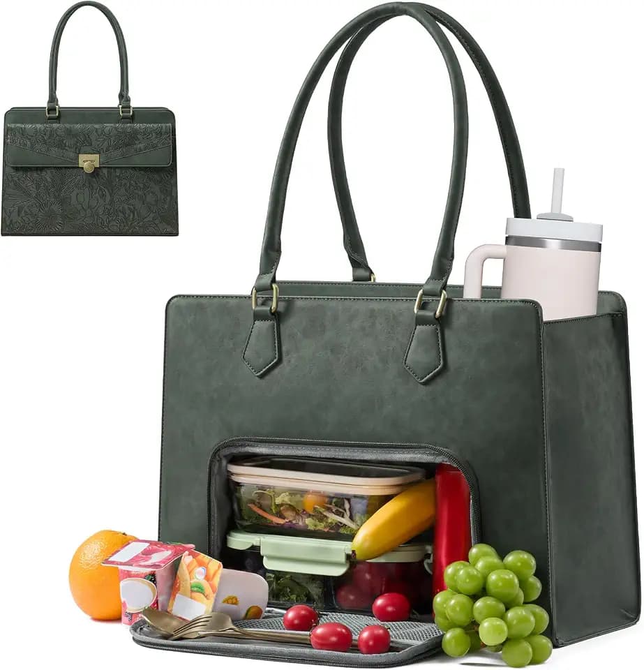LOVEVOOK Lunch Bag for Women 17.3" Laptop Lunch Bag with Tumbler Pocket