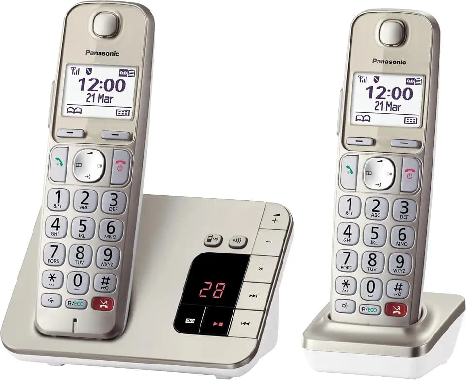 Panasonic KX-TGE262GN Schnurlostelefon mit Anrufbeantworter (Bis zu 1.000 Telefonnummern sperren, übersichtliche Schriftgröße mit starkem Kontrast , extra lauter Hörer, Voll-Duplex Freisprechen)