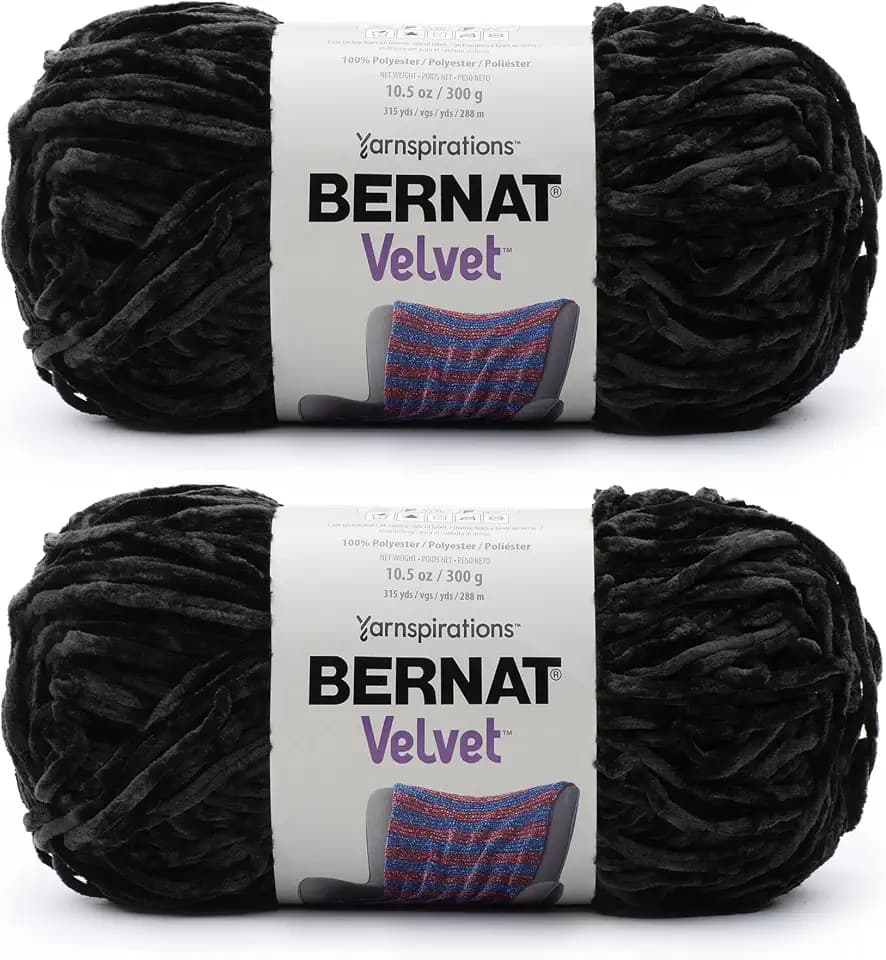 Bernat Velvet Soft Yarn for Crocheting, Blackbird, 2-Pack
