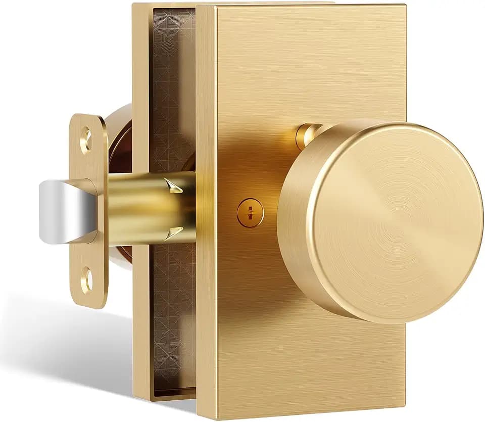 Satin Brass Gold Door Knobs Privacy Door Knobs Interior with Lock