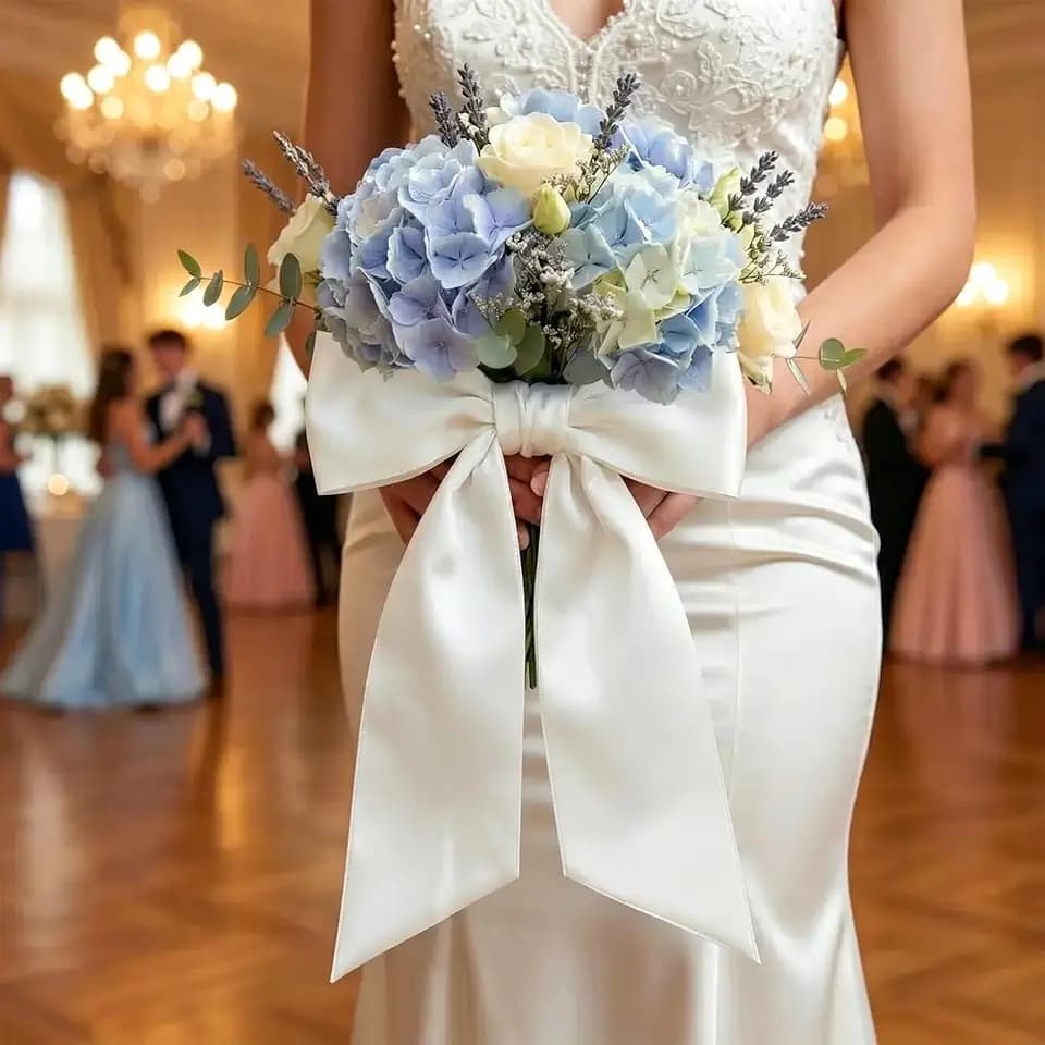 FYSUIMU Wedding Bouquet Sash Satin Blank White Wreath Sash for Front Door Elegant Satin Flower Wrap Ribbon for Floral Bouquet Farmhouse Wedding Bridal Shower Party Decor