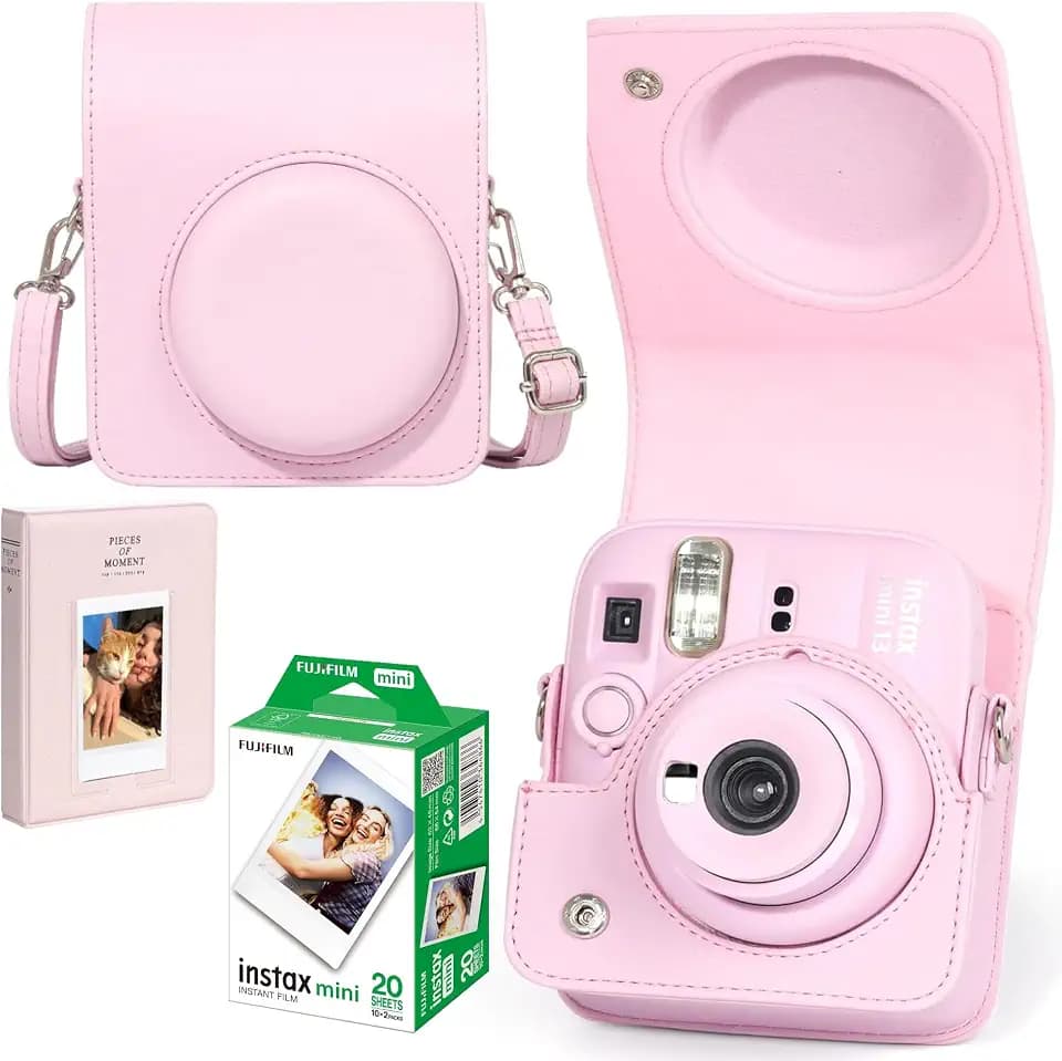 Mini 13 Sofortbildkamera Starter Kit für Fuji Instax Mini 13 Candy Pink Kit enthält Mini Sofortbildfilm 20 Fotos, passende Farbe PU Leder Mini 13 Hülle & Fotobuch Album für Instax Mini 13 Rosa