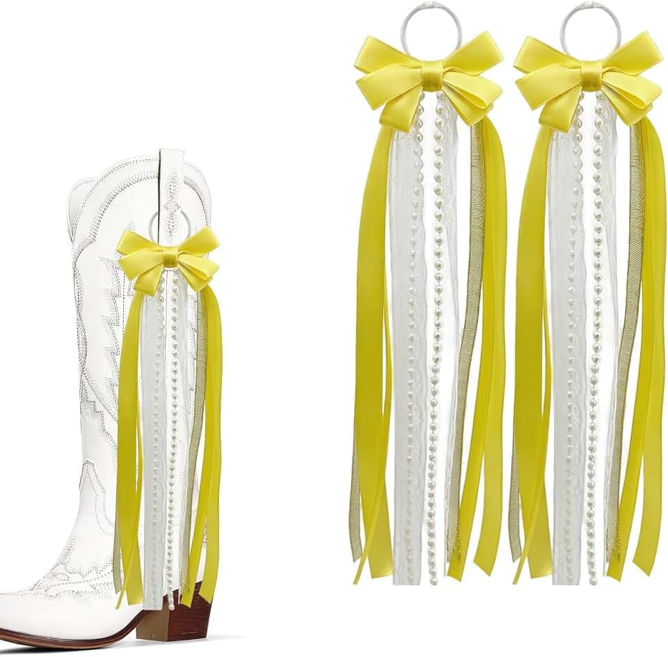 Yellow Ribbon Western Boot Bow for Cowboy Boots Lace Bows for Wedding