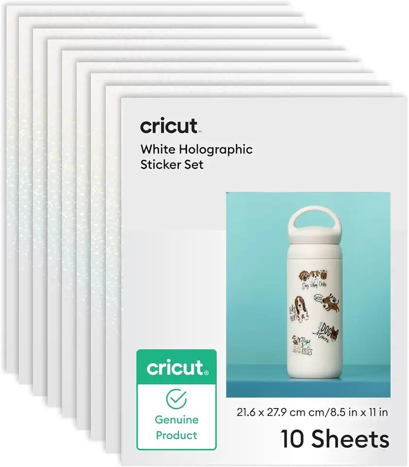 Cricut Waterproof Holographic Sticker Paper (10 White Sheets, 8.5x11)