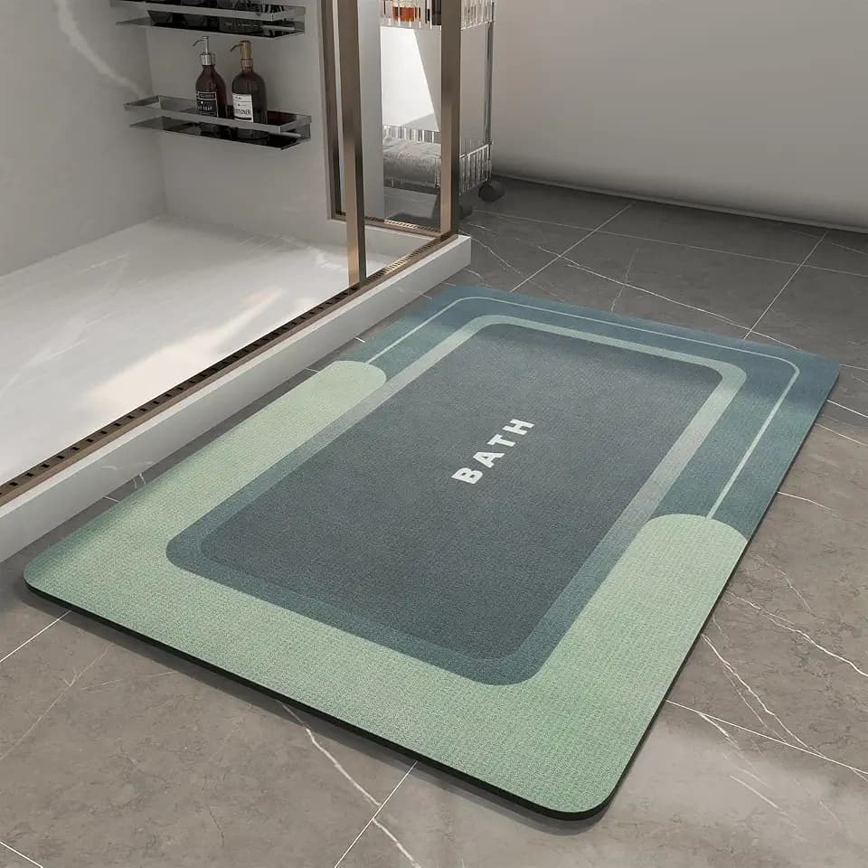 MontVoo-Bath Mat-Bath Rug Non Slip Super Absorbent Stain Resistant Quick Dry Thin Bathroom Rug-Bath Mats for Bathroom Floor Bathtub Vanity-Bathmat Bath Rug Easy Care 17"x27" Green