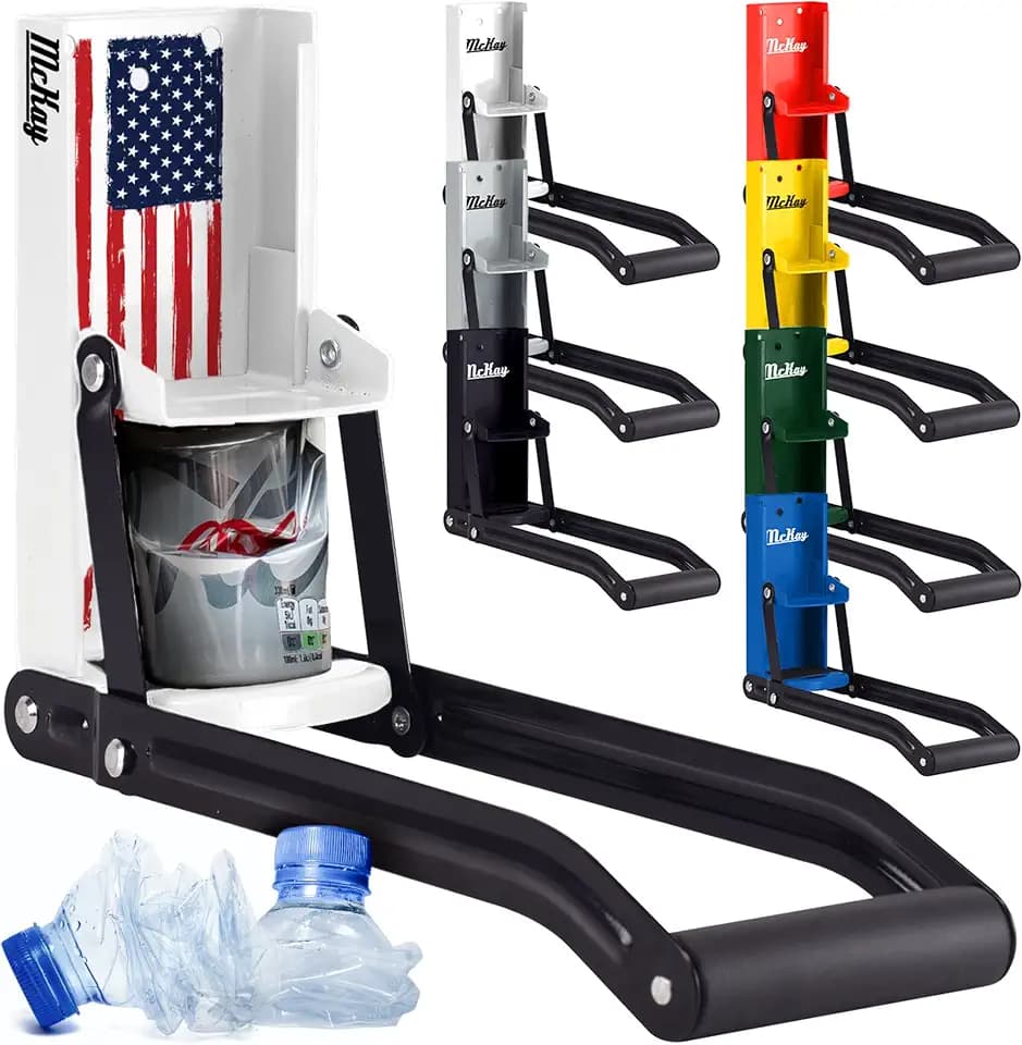 McKay Metal Can Crusher, Wall-Mounted 12/16 Oz. Smasher - White US Flag