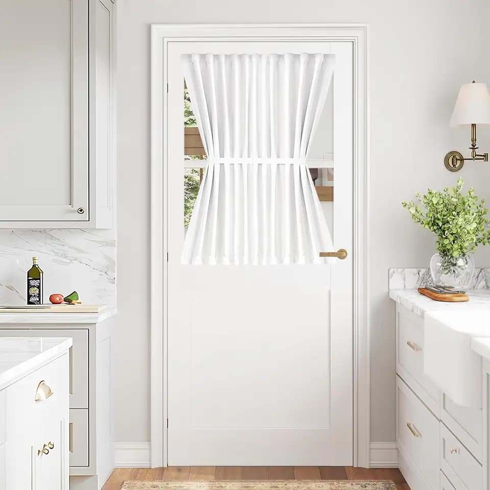 Vatge Pure White Curtains for Door Window - Sidelight Curtain and Drapery for Sidelight Door Glass Window, 1 Panel, W54 x L40, Pure White