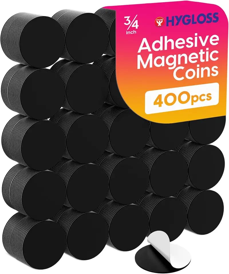 Hygloss 400 Pcs Magnetic Dots with Adhesive Backing, 3/4-Inch Round Sticky