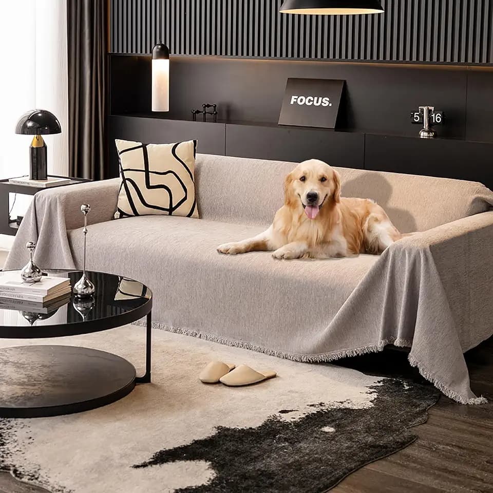 100% Waterproof Sofa Covers for Pets Washable Couch Covers Dogs Cats Sofa SlipCover for 3-4 Cushion Couches Sectional Couches Furniture Protector Covers for Living Room (91" x 134", Light Gray)
