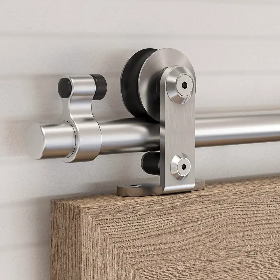 66”/5.5FT Top Mount Sliding Barn Door Hardware Kit Stainless Steel, Heavy Duty, Smoothly and Quietly, Barn Door Track Fit Max. 34" Wide Single Door, Easy to Install (Panel not Included)