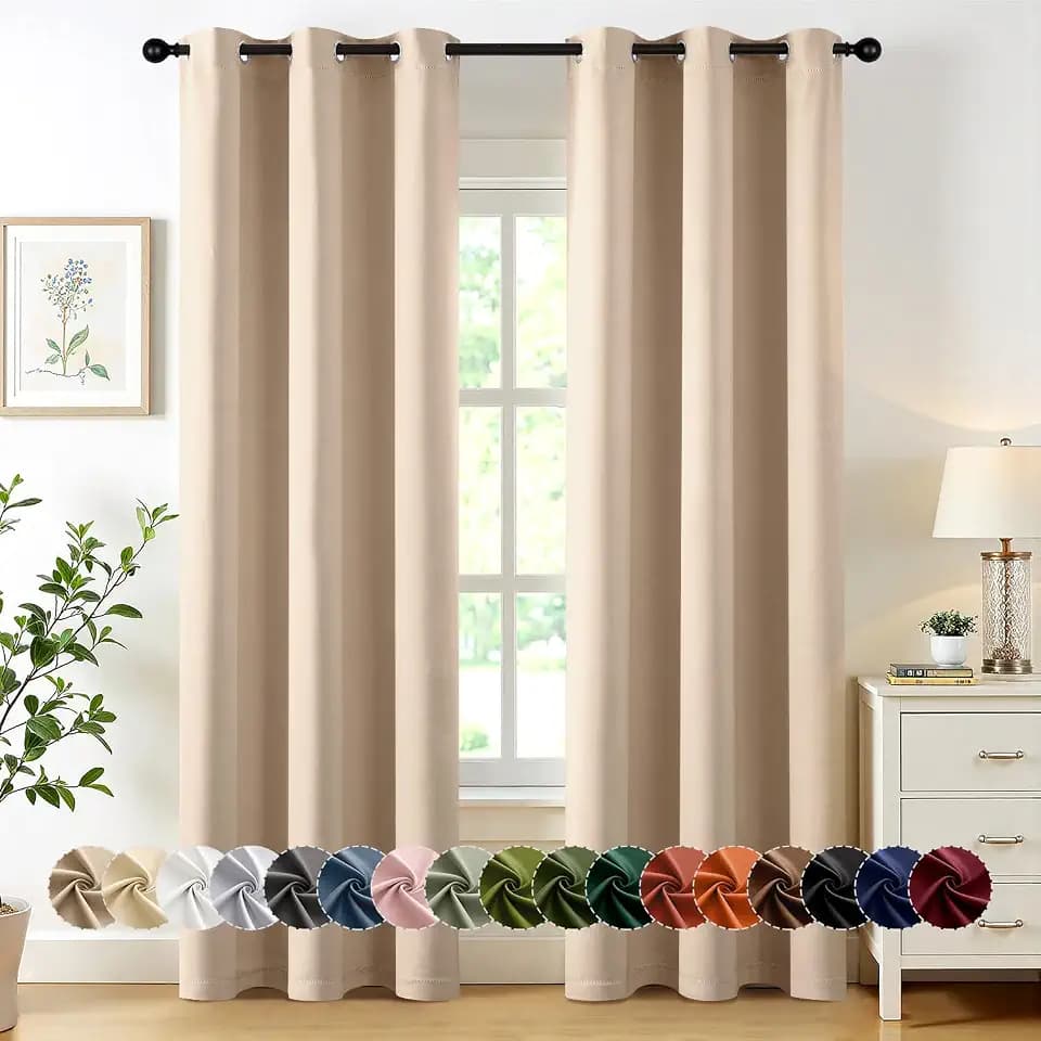 MIULEE Blackout Curtains for Bedroom 2 Panels 40 x 72 Inch Long Beige