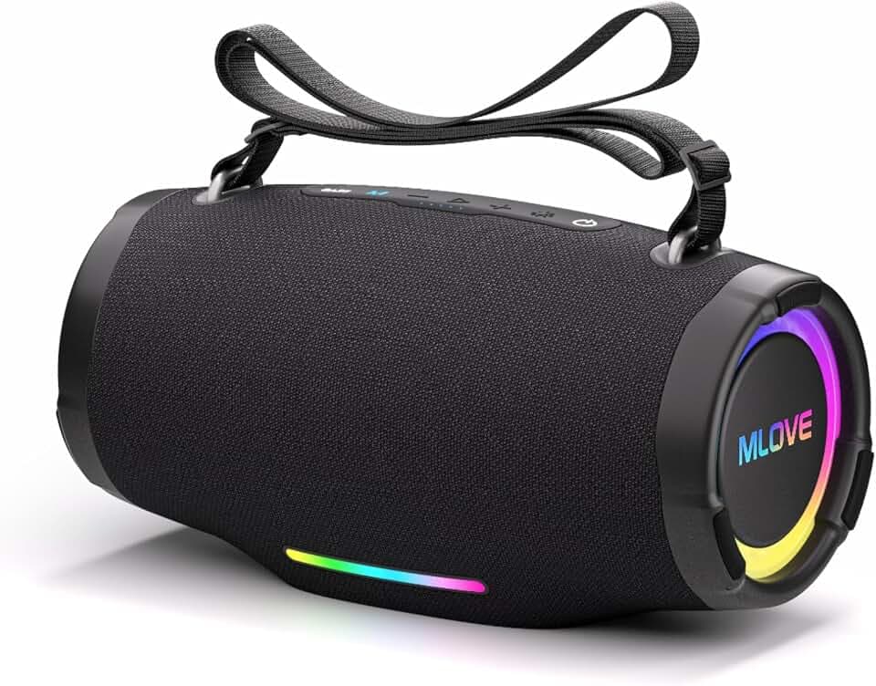 MLOVE E90 80W Bluetooth-Lautsprecher Outdoor-Boombox mit RGB-Lichtern, IP65 Wasserdicht, TWS & Stereo-Sound für Outdoor-Partys, Multi-Spielmodes