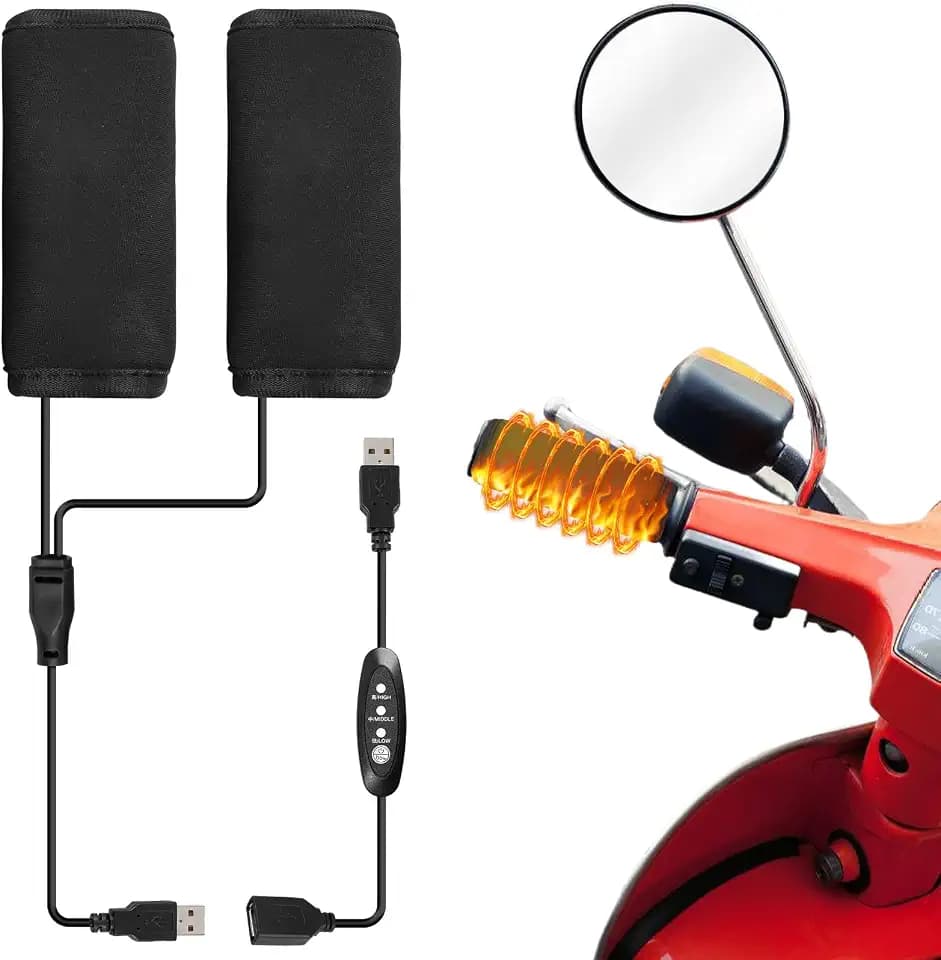 Heizgriffe Motorrad Overgrips, 5V Motorrad USB beheizte Griffe, Heizung Motorrad Fahrrad Griff, Intelligente dreistufige Temperaturregelung, Motorrad Beheizte Handstange Universal, 1 Paar