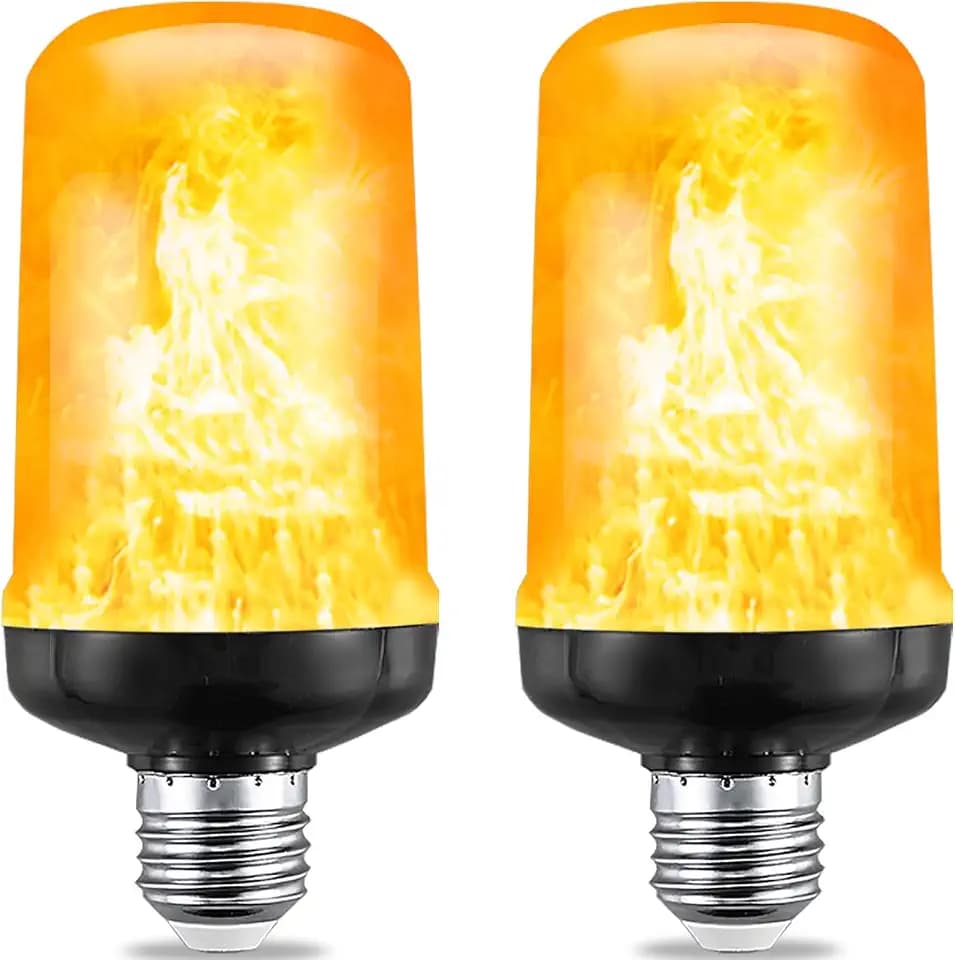 JAHEKS Flame Light Bulbs, Flickering Light Bulb with 4 Modes Upside Down Effect, 5W E26 Base Orange LED Fire Lights for Halloween Christmas, Indoor Outdoor Party Home Patio Porch Decor