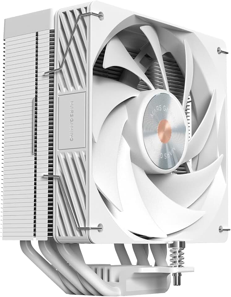 MARS GAMING MCPU-X5, CPU-Kühler 280W TDP, 5x HCT-Heatpipes der Neuen Generation, PWM-Lüfter SI Extreme-Silent 120mm, Hyperbalancierter Kupferkern, Universelle Intel- und AMD-Kompatibilität, Weiß