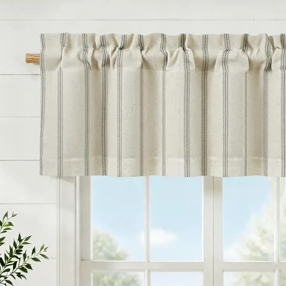 DriftAway Farmhouse Linen Valance Rod Pocket 1 Panel, W52xL14, Gray