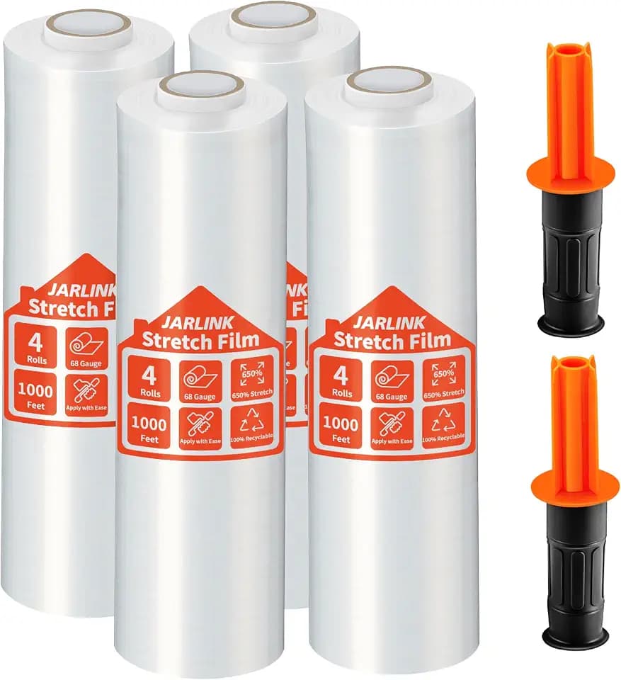 JARLINK 4 Pack Stretch Film, 15" x 1000' Shrink Wrap for Pallet Wrap