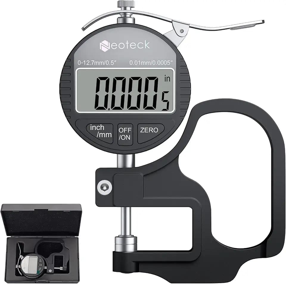 Neoteck Digital Thickness Gauge 0.5inch/12.7mm,0.0005inch/0.01mm Accuracy