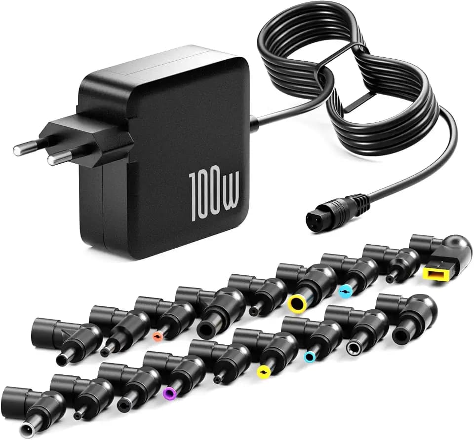 100W 90W Universal Netzteil Laptop Ladekabel für Lenovo HP Asus Acer Dell Samsung Sony Toshiba Laptop Ladegerät mit 18 DC Stecker, 12V-20V 5A Max, Kein USB C