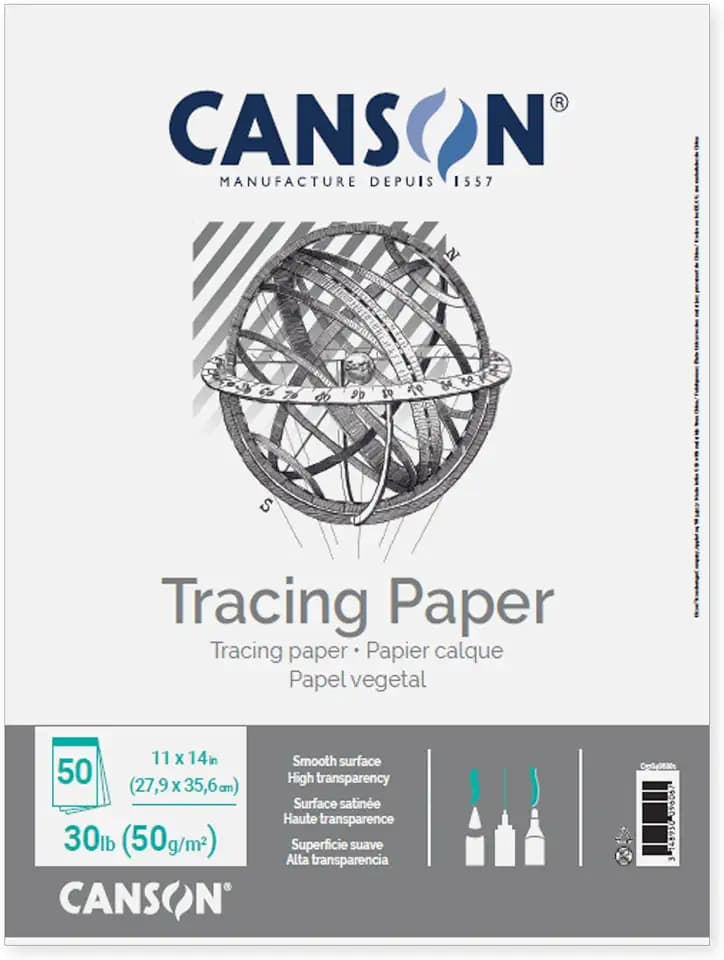 Canson Tracing Paper, 9" x 12", 50 Sheets/Pad, 1 Pad